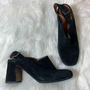 Gentle Souls Tami Black‎ Suede Slingbacks Size 8.5